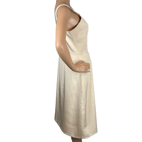 Lafayette 148 Silk Dress Champagne Fully Lined A-Line Timeless Designer Size 6 - Picture 2 of 9